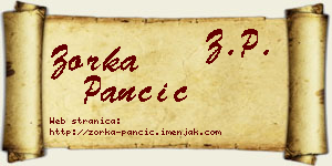 Zorka Pančić vizit kartica
